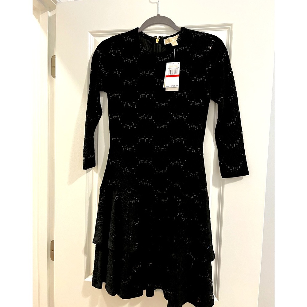 Michael Kors black sparkle flared dress